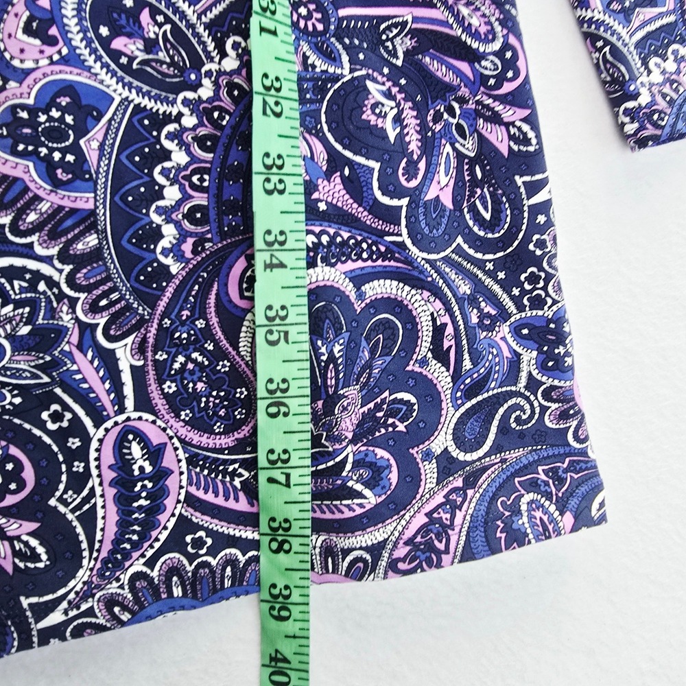 Talbots Womens Blue Purple Paisley Boat Neck 3/4 Sleeve Sheath Dress Size M - Picture 11 of 11